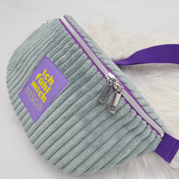 Gürteltasche - "Ich fühl mich DISCO" - Grau Breitcord